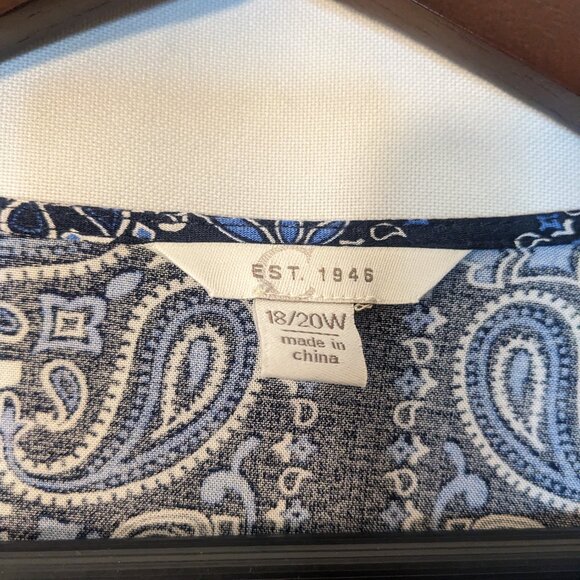 Est. 1949 Women's Blue Paisley Printed Wing Sleeve Blouse Size 18/20 - Picture 3 of 8